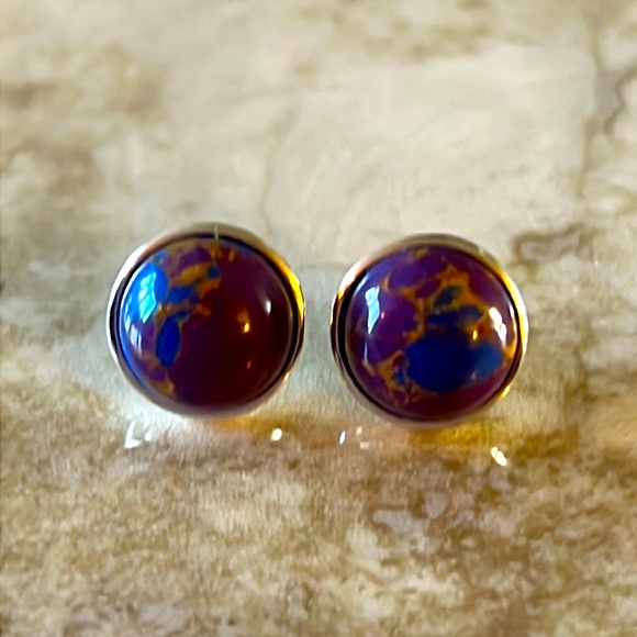Purple Turquoise Earrings - Picture 1 of 2